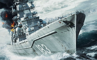 gray batte ship, warship, Naval War: Arctic Circle, video games HD wallpaper