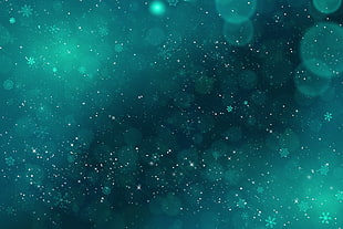 blue, white, and black snowflakes and polka dot illustration