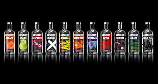 Aboslut Vodka bottles with black background