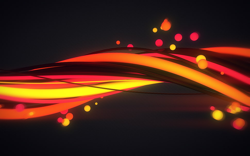 black and red LED light, glowing, bubbles, lines, digital art HD wallpaper