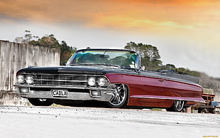 red convertible coupe, lowrider, Oldtimer, car, red cars