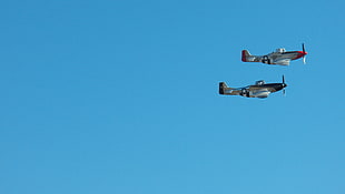 two gray airplanes, North American P-51 Mustang, Quick Silver, MONROE NC, military aircraft