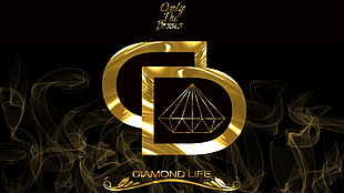 gold Diamond Life logo, logo, gold, smoke, diamonds