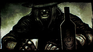 painting of man with bottle, cowboys, western, Call of Juarez - Gunslinger, revolver HD wallpaper