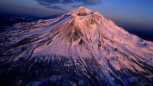 brown mountain, volcano, mountains, nature, snow