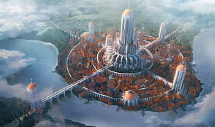 aerial photography of village, fantasy city, fantasy art, The Elder Scrolls, Tamriel