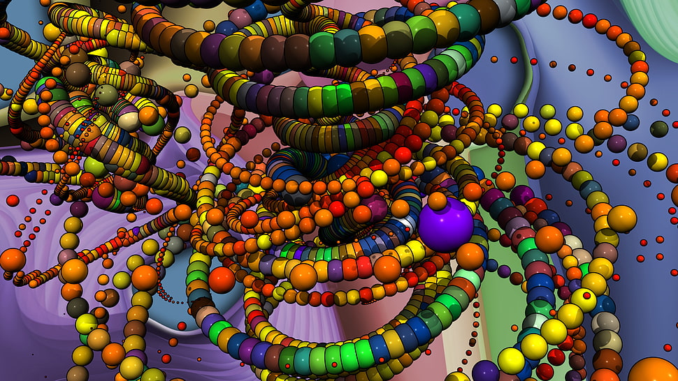 blue, purple, and green multicolored beaded decor HD wallpaper