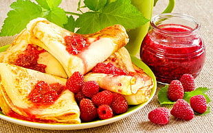 raspberries and cooked food, food, colorful, raspberries, fruit HD wallpaper