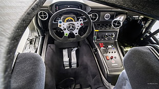 black car steering wheel, Mercedes SLS, car, Mercedes Benz, vehicle