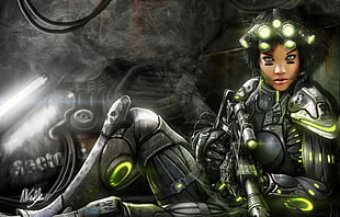 female animated character, cyberpunk, futuristic