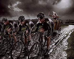 three bicycle riders HD wallpaper