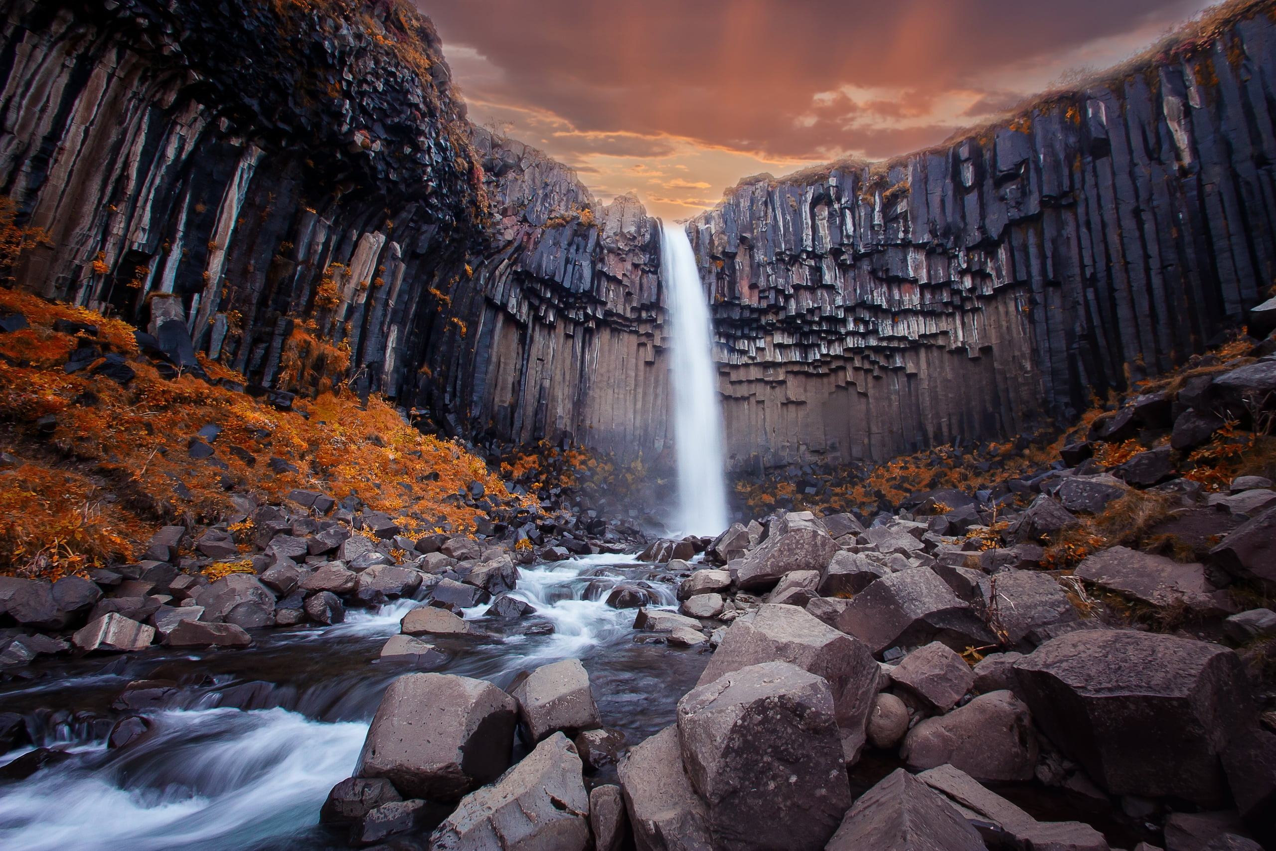 low angle photography of waterfalls, nature, rock, stones, landscape