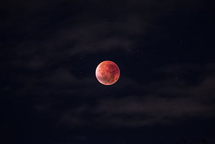 moon digital wallpaper, Moon, red, sky, nature