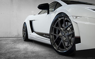 white coupe, Lamborghini, Lamborghini Gallardo Superleggera LP570 HD wallpaper