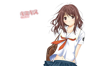 brown-haired female anime character HD wallpaper