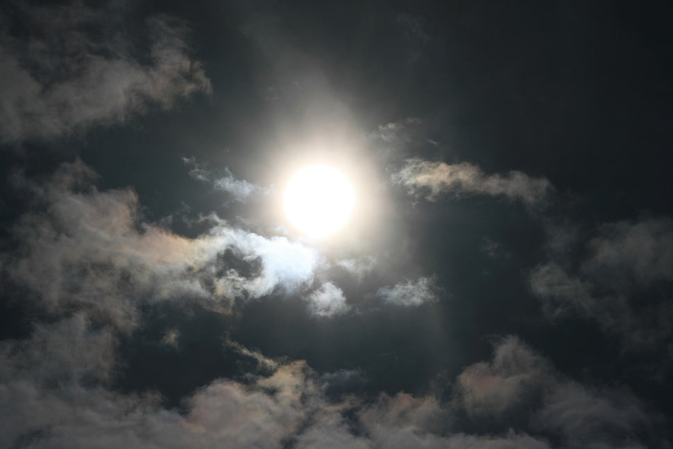 sun and white clouds, nature, sky, Sun, clouds HD wallpaper