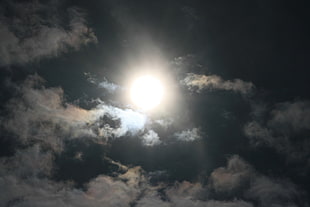 sun and white clouds, nature, sky, Sun, clouds