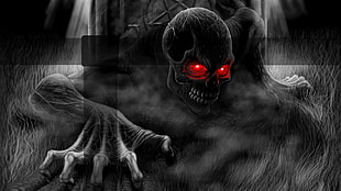 digital wallpaper of a zombie out of the tomb
