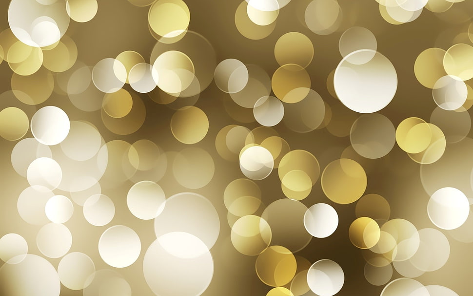 yellow and white bokeh lights HD wallpaper