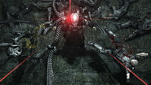 gray and black game character illustration, aliens, Xenomorph, artwork, video games