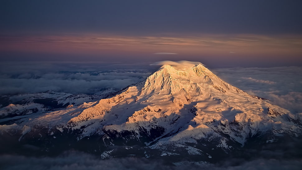 glacier mountain, mountains, snow, nature, Mount Rainier HD wallpaper