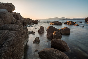 rock formations, rock, sea, Corsica, nature
