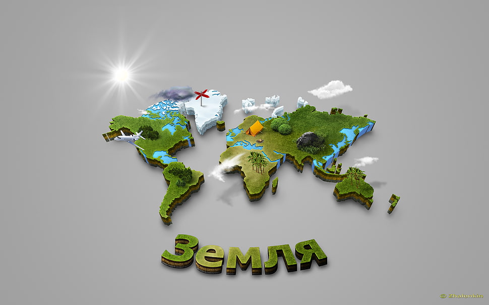 3D map artwork HD wallpaper