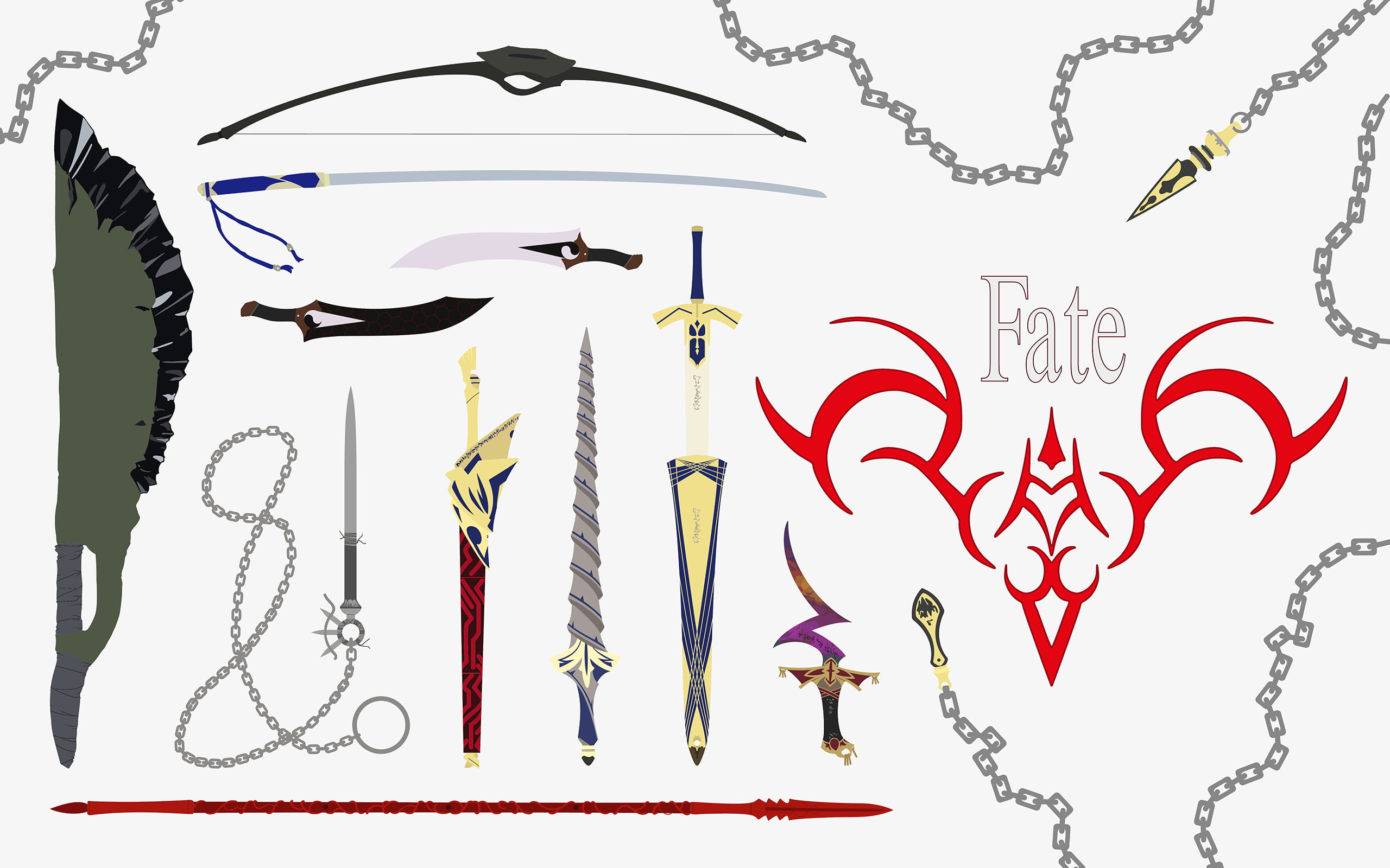 white and red printed paper, Fate Series, Fate/Stay Night, anime, weapon