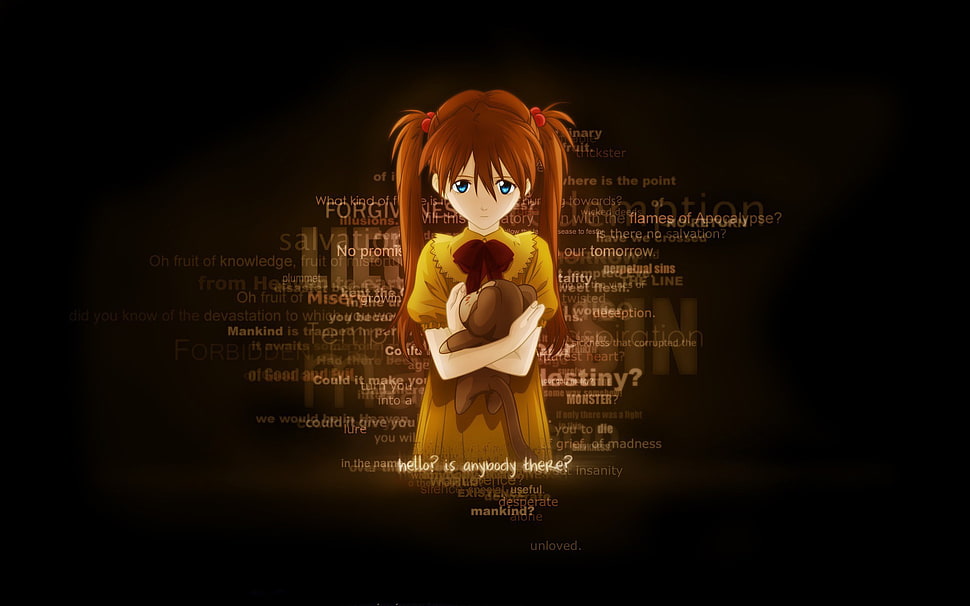 brown haired female anime illustration, Neon Genesis Evangelion, Asuka Langley Soryu, redhead HD wallpaper