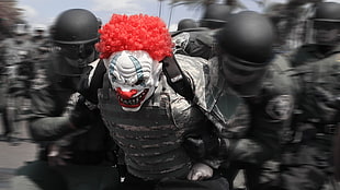 clowns, SWAT, motion blur, mask
