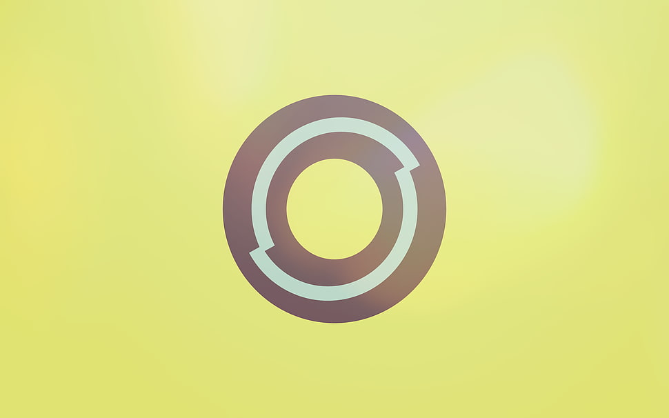 round yellow and gray logo, minimalism HD wallpaper