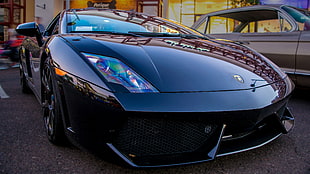 black sports car, Lamborghini, car, car show, photography HD wallpaper