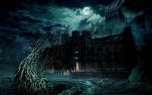 roots and castle graphic art, fantasy art