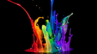 photography of multicolored splash of paints HD wallpaper