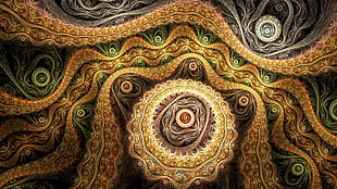 brown and green painting
