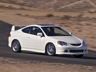 white Acura RSX Type-S running on road during daytime HD wallpaper
