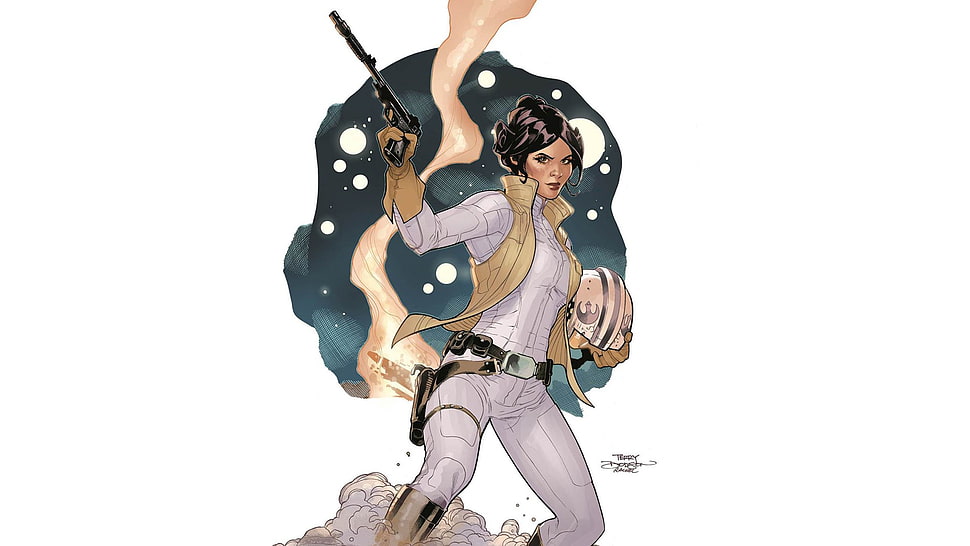 Star Wars Princess Lea illustration, Terry Dodson, Rachel Dodson, Star Wars, Princess Leia HD wallpaper