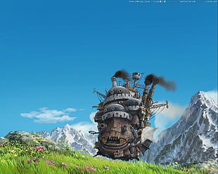 brown ship digital wallpaper, anime, Studio Ghibli, Howl's Moving Castle