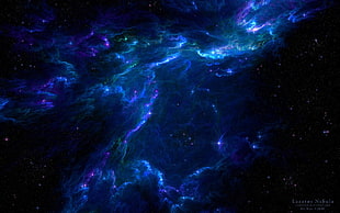 blue illustration, space, nebula, stars, blue