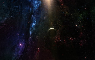 galaxy and planet digital wallpaper, space
