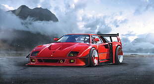red sports car, car, vehicle, red cars, Ferrari HD wallpaper