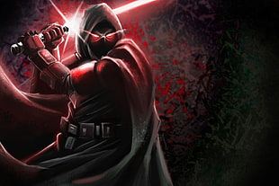 illustration of man with lightsaber HD wallpaper