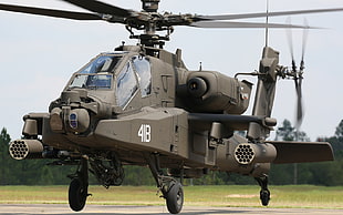 Apache helicopter on ground HD wallpaper
