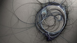 black and gray spiral artwork, abstract, 3D Abstract, digital art, circle