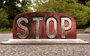 red and white stop signage, signs, stop sign, red