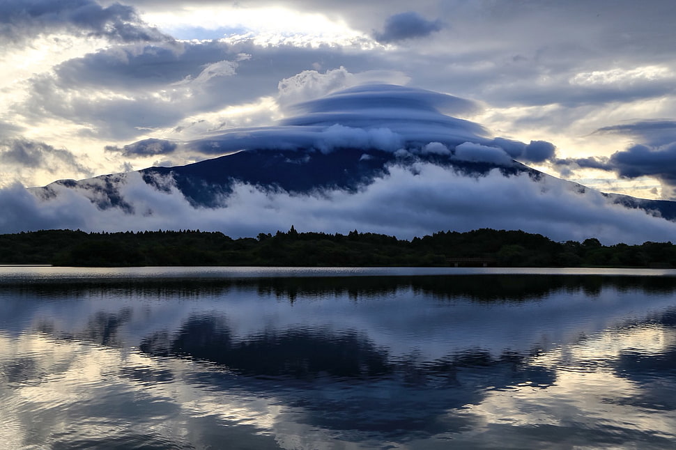 white clouds, Mount Fuji, clouds, Japan, lake HD wallpaper