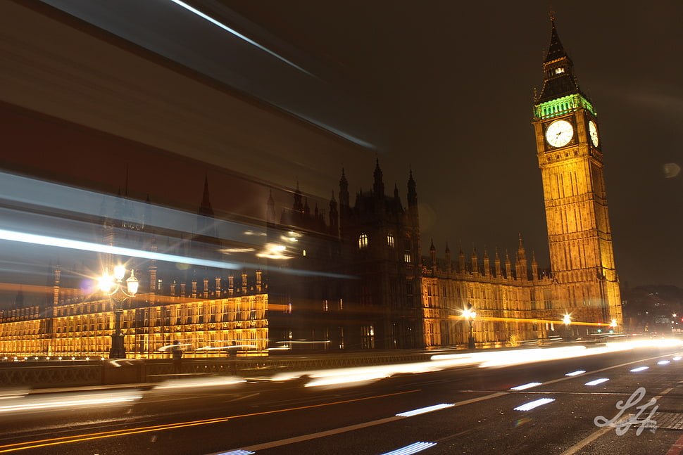 time-lapse structural photography of Palace of Westminster HD wallpaper