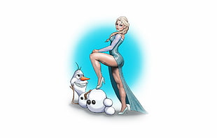 Disney Frozen Elsa and Olaf illustration, Frozen (movie), Olaf, digital art, artwork