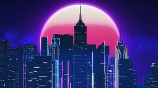 New York skyline vector art, artwork, neon, skyline, skycrapers HD wallpaper