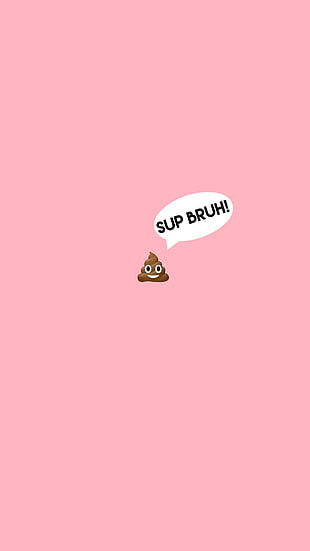 poop emoji, minimalism, Emoji, pink, typography HD wallpaper